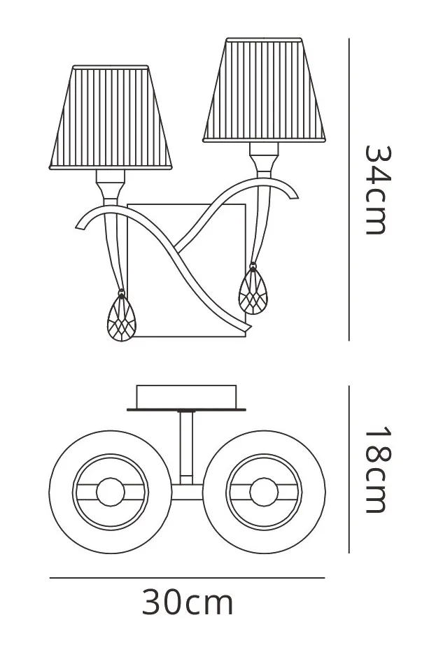 M0348PB/S  Siena PB Crystal Switched Wall Lamp 2 Light
